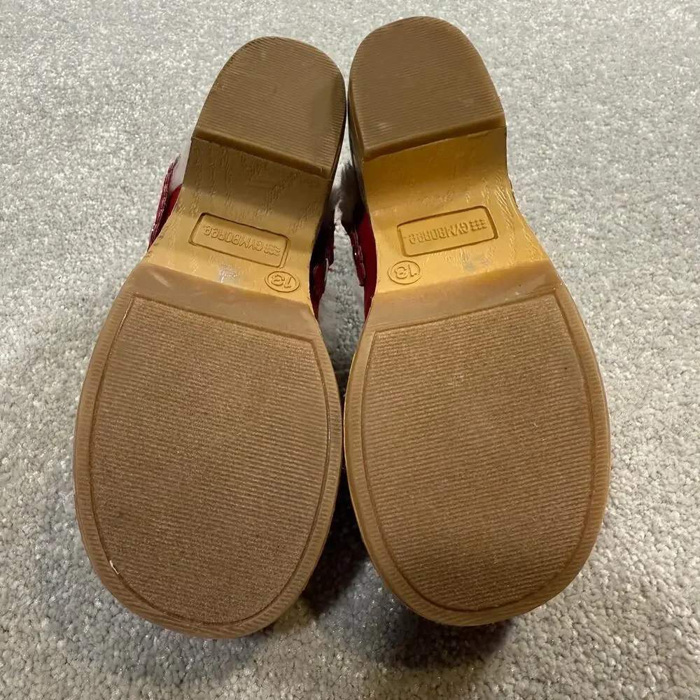 Gymboree Girls Sz‎ 13 Alpine Sweetie Clogs Red Wood Fur Trim Valentines Cottage